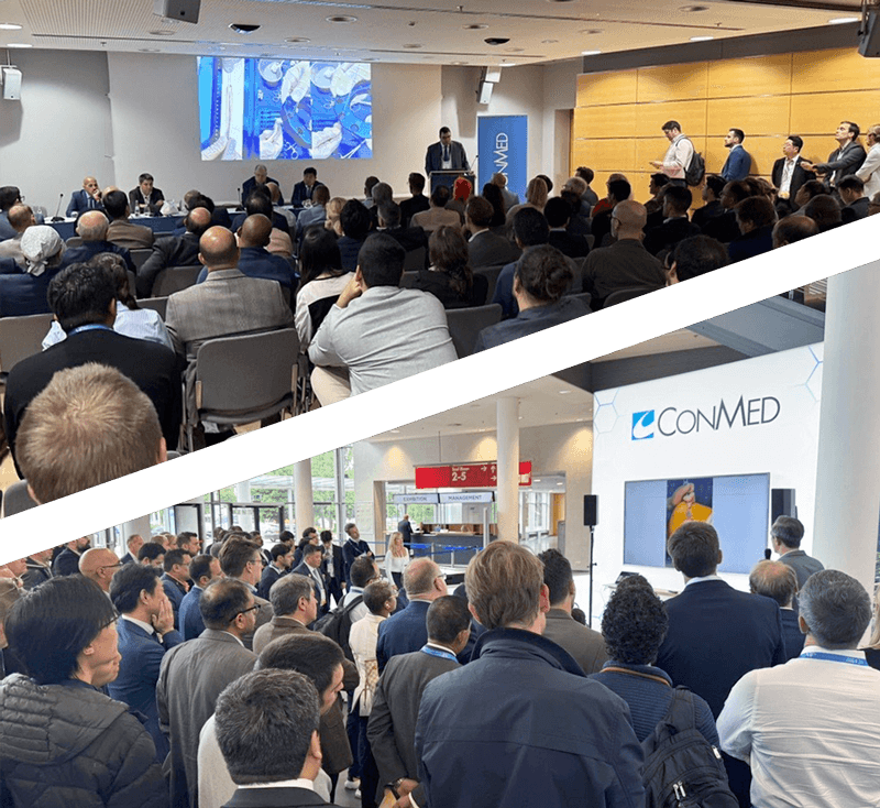 CONMED社が開催した2つの異なる医療トレーニングイベントの画像を分割して表示したもの。